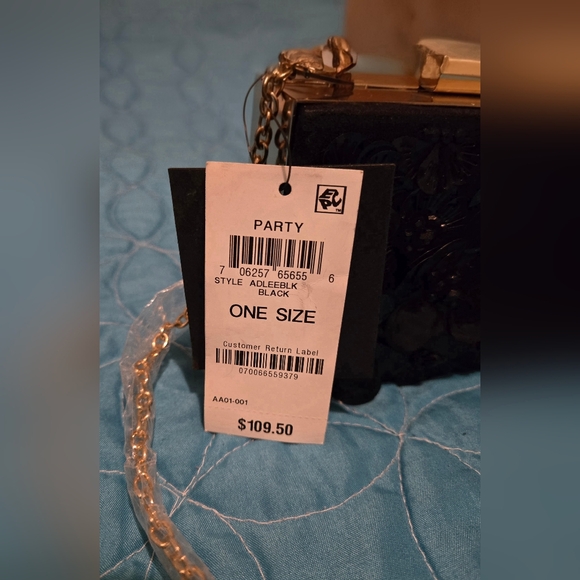 INC Adlee Clutch Black Floral Embellished Crossbody NWT - Picture 14 of 15
